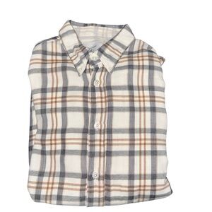 Billy Reid Men’s Slim Plaid Shirt in Cream and Tan Button Down Size Medium